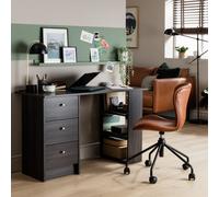 Argos Home Malibu 3 Drawer Office Desk - Black & Brown