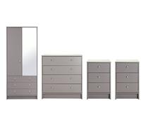 Argos Home Malibu 4 Piece 2 Door Mirror Wardrobe Set - Grey