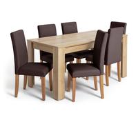 Argos Home Miami Ext Oak Dining Table & 6 Chocolate Chairs