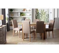 Argos Home Miami Extend Oak Dining Table & 6 Brown Chairs