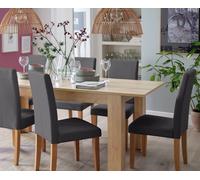Argos Home Miami Extend Oak Dining Table & 6 Charcoal Chairs