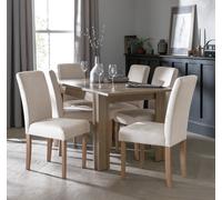 Argos Home Miami Extend Oak Dining Table & 6 Cream Chairs