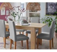 Argos Home Miami Extend Oak Dining Table & 6 Grey Chairs