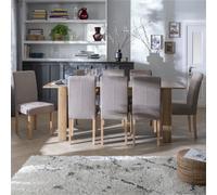 Argos Home Miami Extend Oak Dining Table & 8 Brown Chairs