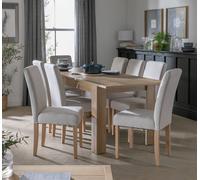 Argos Home Miami Extend Oak Dining Table & 8 Cream Chairs