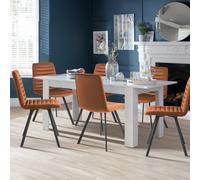 Argos Home Miami Extend White Dining Table & 4 Copper Chairs