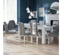 Argos Home Miami Extend White Dining Table & 8 Grey Chairs