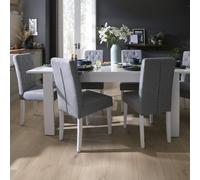 Argos Home Miami Extending White Dining Table &6 Grey Chairs