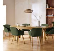 Argos Home Miami Oak Extend Dining Table & 6 Green Chairs