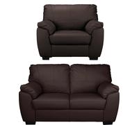 Argos Home Milano Leather Chair & 2 Seater Sofa - Chocolate