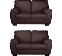 Argos Home Milano Pair of Leather 2 Seater Sofa - Chocolate