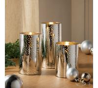 Argos Home Pack of 3 Silver Coloured Glass Pillar Candles