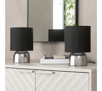 Argos Home Pair of Touch Table Lamps - Jet Black and Chrome