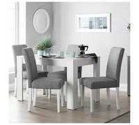 Argos Home Pair of Tweed Fabric Dining Chairs - Grey