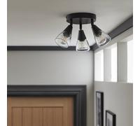 Argos Home Plate Curico Metal 3 Light Ceiling Light - Black
