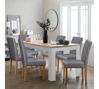 Argos Home Preston Ext Grey Dining Table & 6 Charcoal Chairs