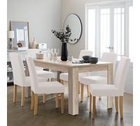 Argos Home Preston Ext Oak Dining Table & 6 Cream Chairs