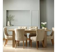 Argos Home Preston Ext Oak Dining Table And 6 Beige Chairs