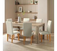 Argos Home Preston Extend Oak Dining Table & 6 Cream Chairs