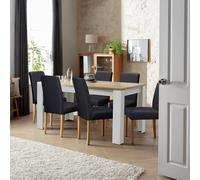 Argos Home Preston Grey Dining Table & 6 Black Chairs