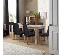 Argos Home Preston Oak Dining Table & 6 Black Chairs
