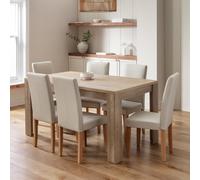 Argos Home Preston Oak Dining Table & 6 Cream Chairs