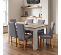 Argos Home Preston Oak Dining Table & 6 Grey Chairs