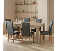 Argos Home Preston Oak Dining Table & 6 Grey Chairs