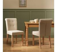 Argos Home Raina Pair of Fabric Dining Chairs - Natural