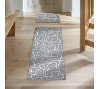 Argos Home Scribble Washable Grey Runner & Mat Set-180x57cm