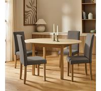 Argos Home Sendi Extending Oval Dining Table & 4 Brown Chairs