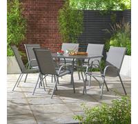 Argos Home Sicily 6 Seater Metal Patio Set - Grey