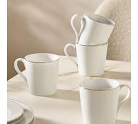 Argos Home Silver Rim Set of 4 Porcelain Mugs - White