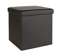 Argos Home Small Faux Leather Stitched Ottoman - Black