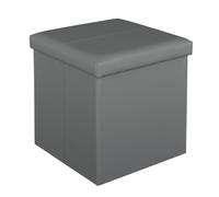 Argos Home Small Faux Leather Stitched Ottoman - Grey