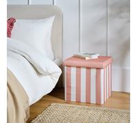 Argos Home Tilly Small Fabric Ottoman - Pink & White