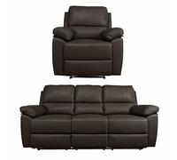 Argos Home Toby Chair & 3 Seater Recliner Sofa - Chocolate
