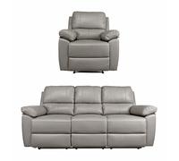Argos Home Toby Chair & 3 Seater Recliner Sofa - Grey