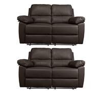 Argos Home Toby Pair of 2 Seater Recliner Sofa - Chocolate