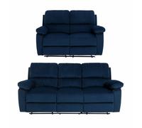 Argos Home Toby Velvet 2 & 3 Seater Recliner Sofa - Navy
