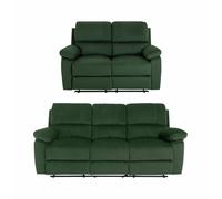 Argos Home Toby Velvet 2 & 3Seater Recliner Sofa - Green
