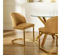 Argos Home Willa Pair of Velvet Dining Chairs - Camel