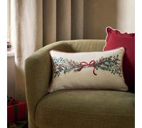 Argos Home Winter Stems & Berries Print Cushion White - 30x50cm