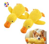 Argumub Calming Duck Dog Toy, Calming Duck Toy for Dogs, Large Yellow Duck With Squeak Resistant Bite Sleep Companion (2pcs Small)