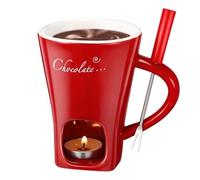 Argumub Chocolate Fondue Mug, Handcrafted Fondue Cup, Chocolate Melting Tea Light Mug for Home & Kitchen (Red)