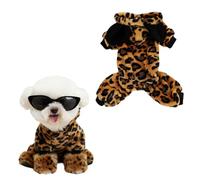 Argumub Dog Sweaters Winter, Milk Cow Pet, Warm Pet Winter Coat, Cow Print & Leopard Print Dog Jacket Outfit with Ears, Cozy Cold Weather Outfit for Small Medium Pets (Leopard Print, XL)