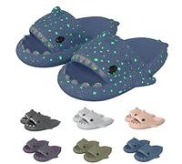 Argumub Galaxy Shark Slides Glow In The Dark, Cloud Shark Slippers, Anti-Slip Fashion Soft Slippers for Men Women (Luminous Blue, Adult, Women, 6, Numeric Range, UK Footwear Size System, 6.5, Medium)