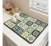 Argumub Raidley Quick Dry Dish Mat, Retro Quick-Drying Water-Draining Mat for Kitchen Bar Countertops Coffee Dish Draining Mat (Style-L, 15.7*23.6 inch)