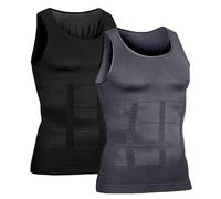 Argumub Shaperluv Tank 2.0 for Men Male Compression Shirt (UK, Alpha, 3XL, Regular, Regular, Black+Grey)