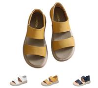 Argumub Wearscomfy Sandals, Wearscomfy New Thick Sole Women's Stylish Genuine Leather Sandals Summer (Yellow, Adult, Women, 7, Numeric, UK Footwear Size System, Medium)